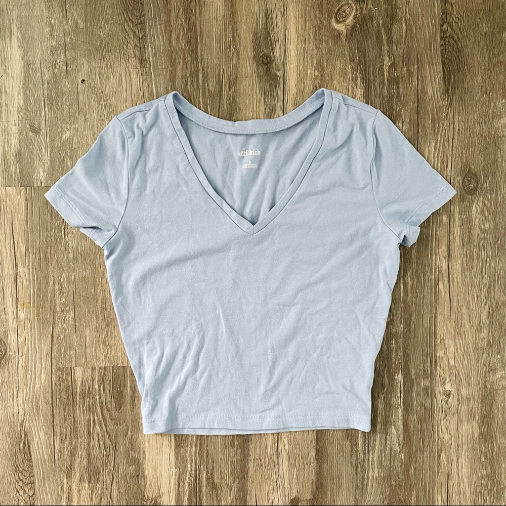 Light Cinderella Blue Short Sleeve Crop Top